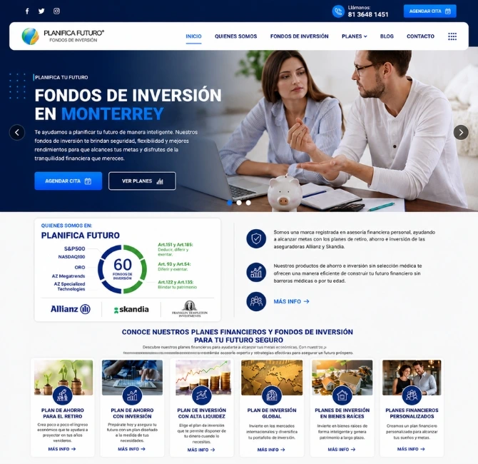 Página web para empresa de inversiones