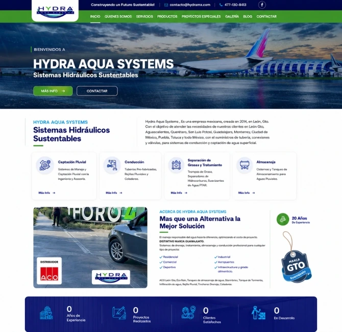 Página web de equipo industrial